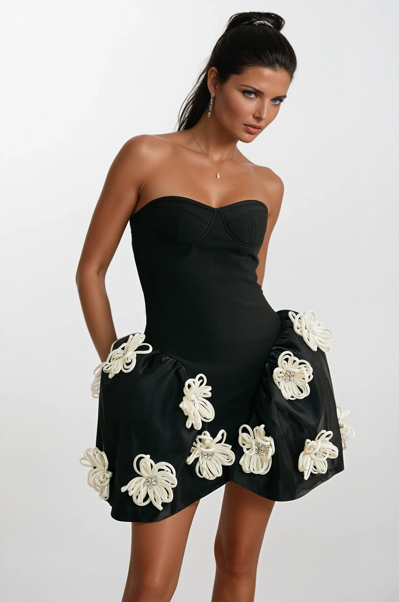 Allium floral embellishment mini dress