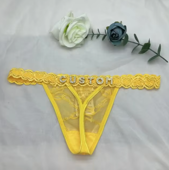 Custom Name Rhinestone Jewelry Thong