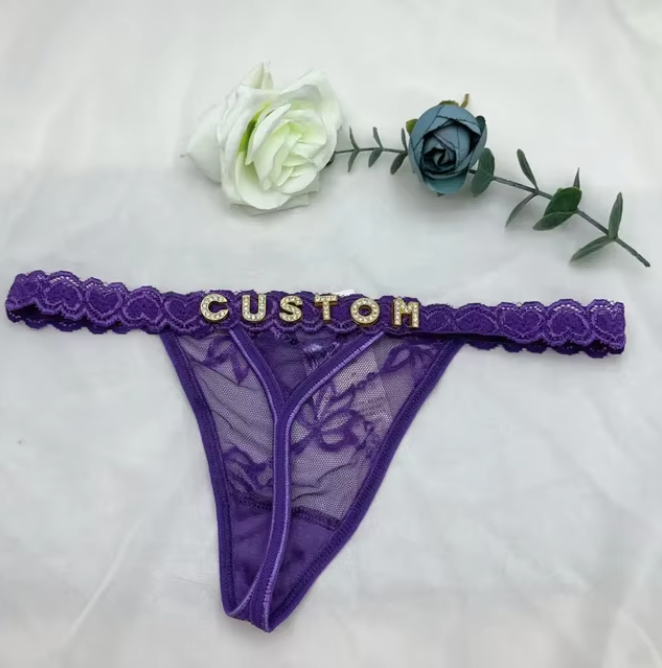 Custom Name Rhinestone Jewelry Thong