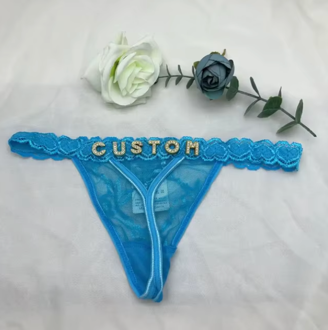 Custom Name Rhinestone Jewelry Thong