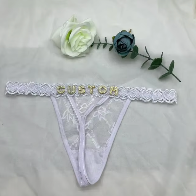 Custom Name Rhinestone Jewelry Thong