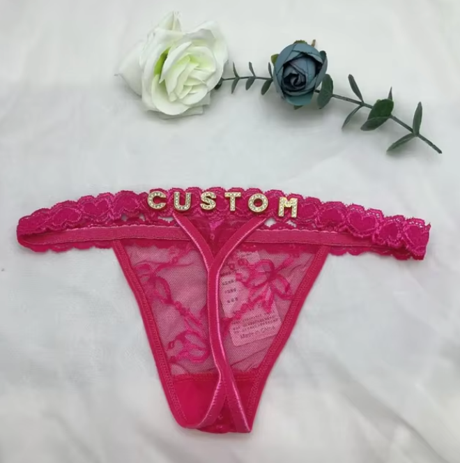 Custom Name Rhinestone Jewelry Thong