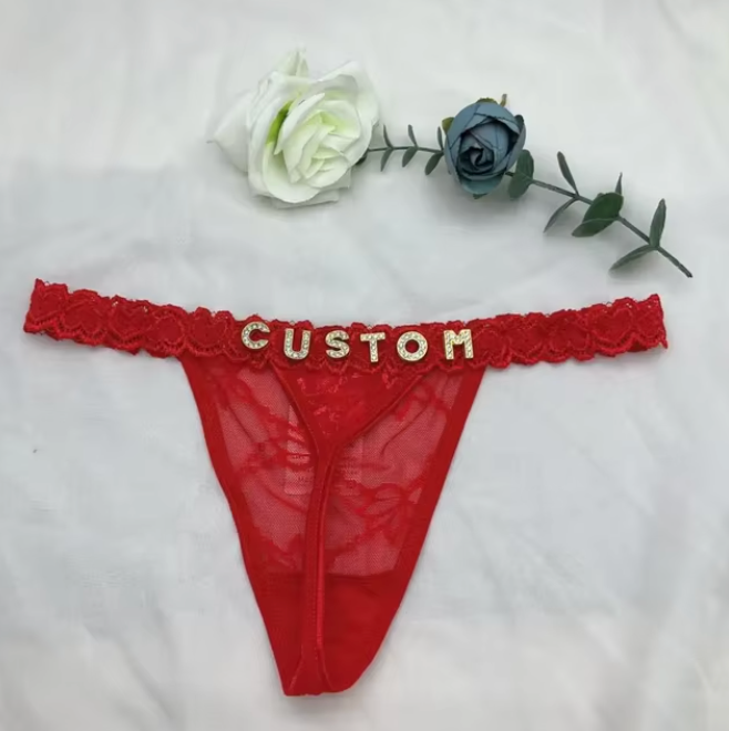 Custom Name Rhinestone Jewelry Thong