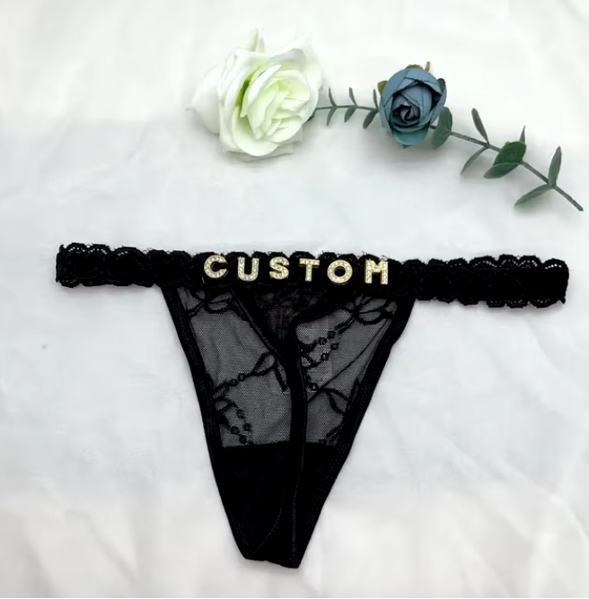 Custom Name Rhinestone Jewelry Thong