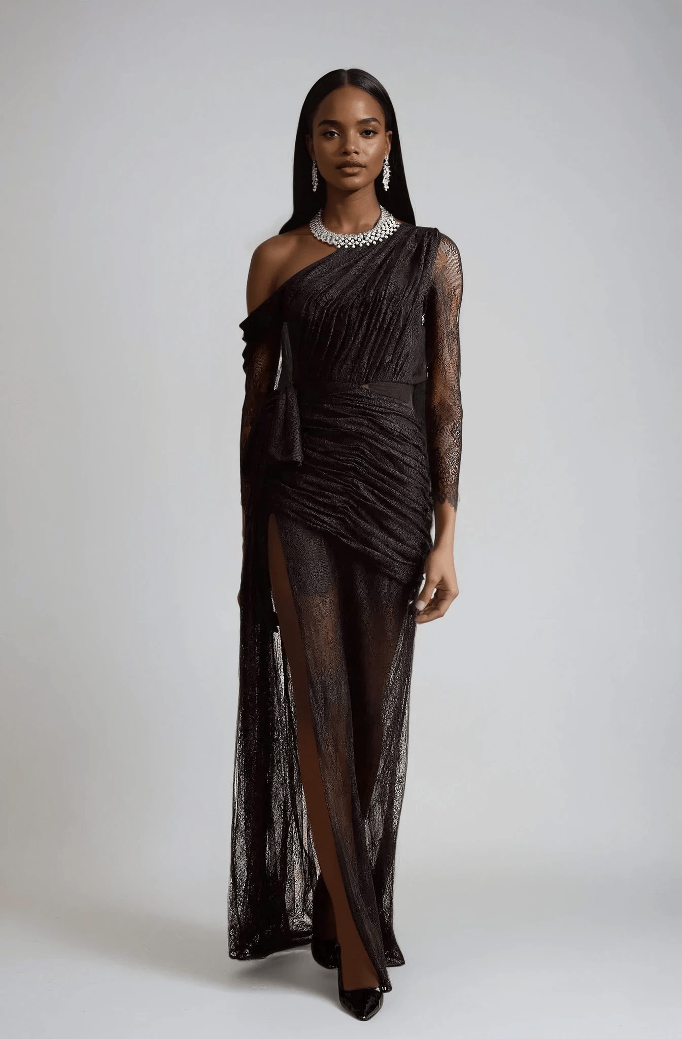 NTMY Maxi Dress Freesia One-Shoulder Cut-Out Full Lace Maxi dress