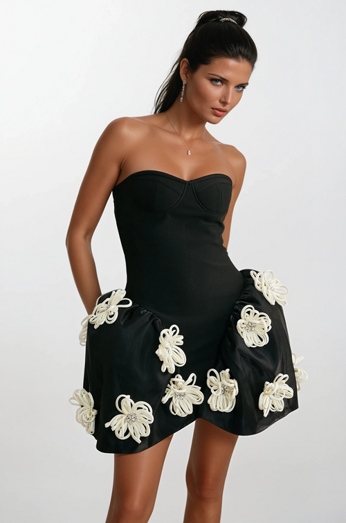 Allium floral embellishment mini dress