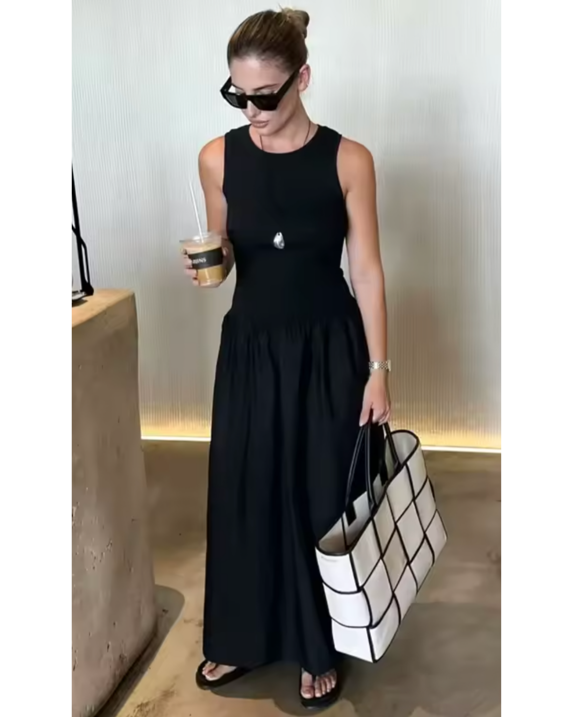 Cosmos Drop Waist Maxi Dress in Black