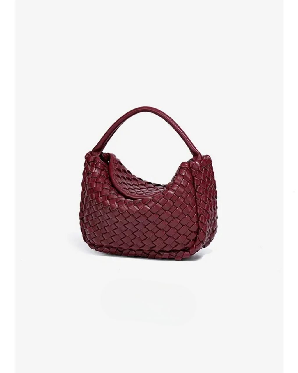 Faux Leather Braided Mini Handbag in Black