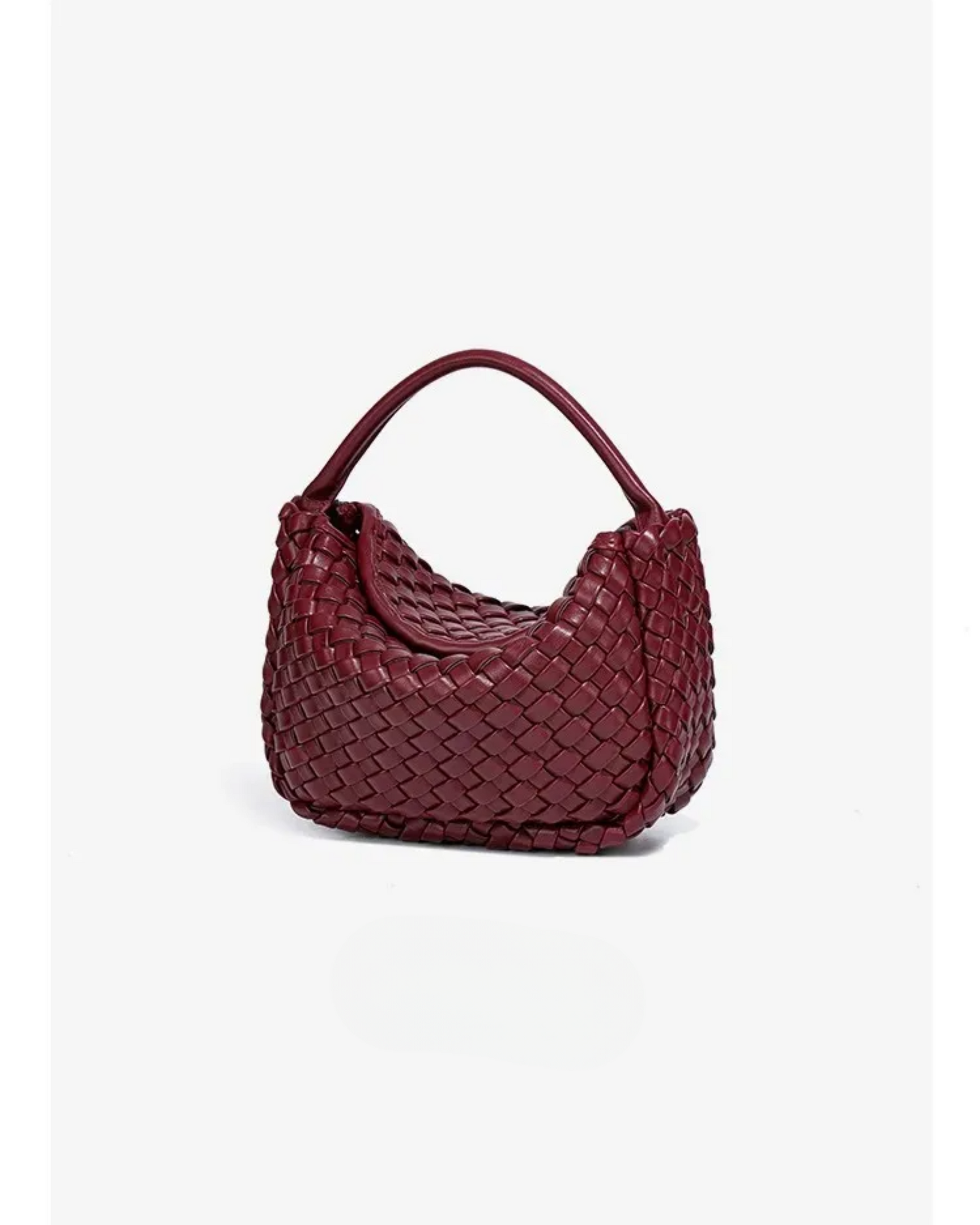 Faux Leather Braided Mini Handbag in Black