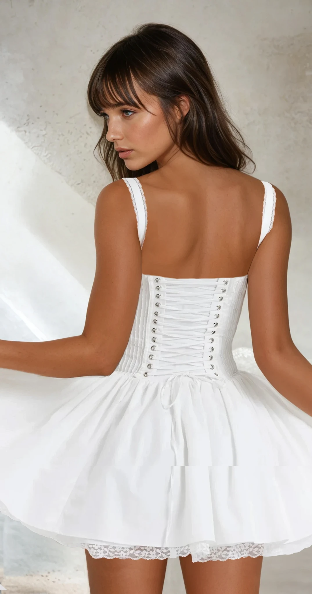 Pansy Vintage Embroidered Milkmaid Mini Dress in White