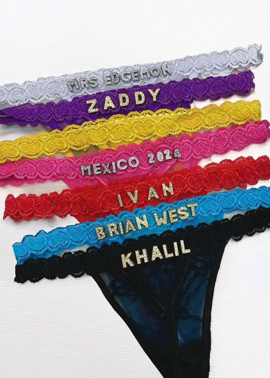 Custom Name Rhinestone Jewelry Thong