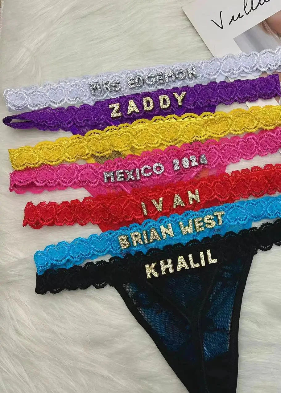 Custom Name Rhinestone Jewelry Thong