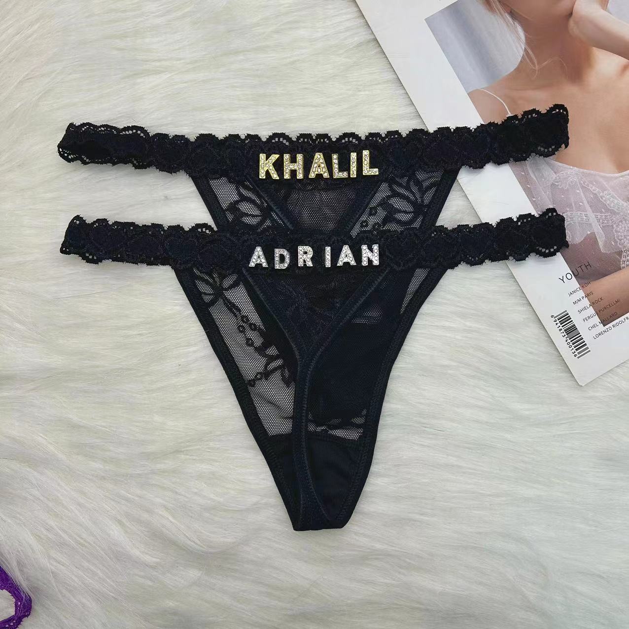 Custom Name Rhinestone Jewelry Thong