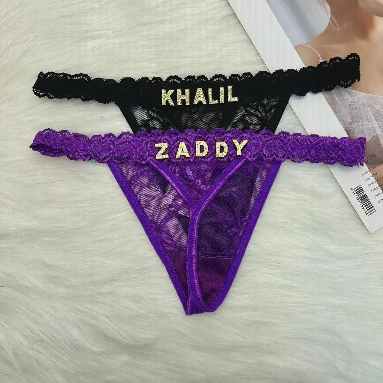 Custom Name Rhinestone Jewelry Thong