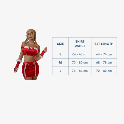 Christmas Bows Velvet Lingerie Top and Skirt Set