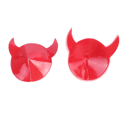Devil Nipple Pasties with Horn Shape PU Leather