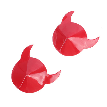 Devil Nipple Pasties with Horn Shape PU Leather