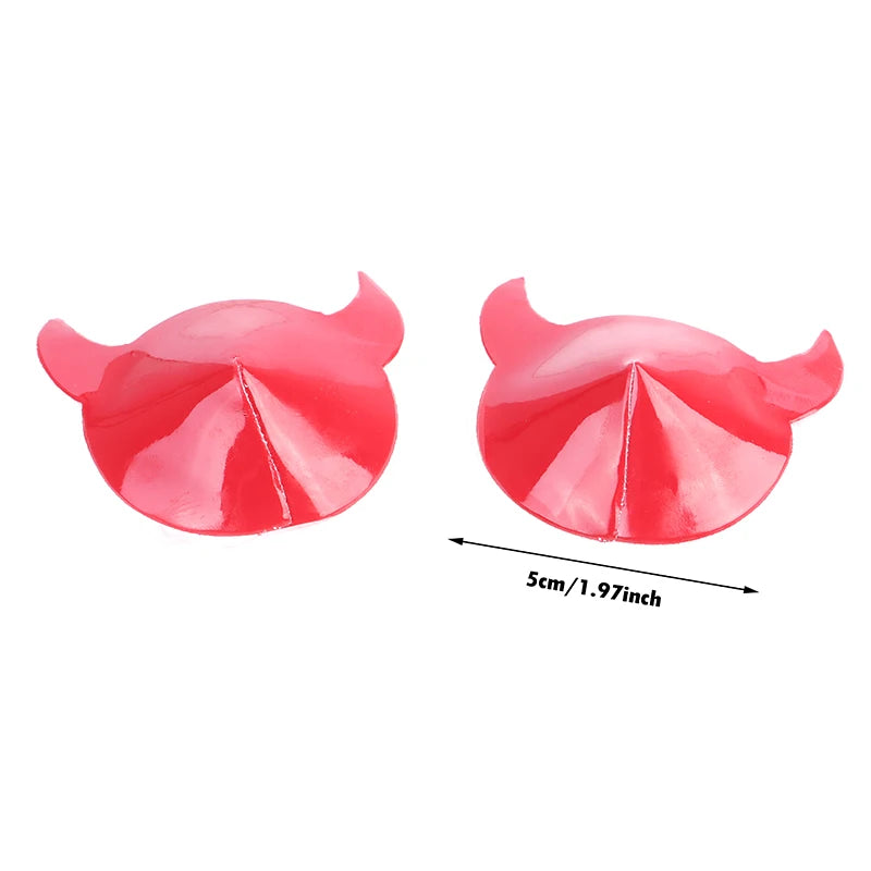 Devil Nipple Pasties with Horn Shape PU Leather