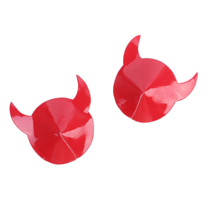Devil Nipple Pasties with Horn Shape PU Leather