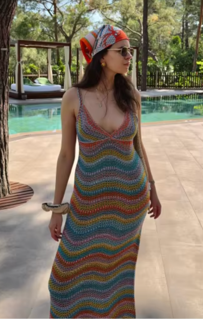 Asher Crochet Knitted Maxi Knit Dress in Rainbow