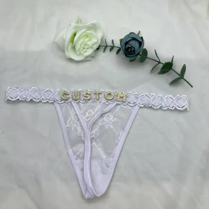 Custom Name Rhinestone Jewelry Thong