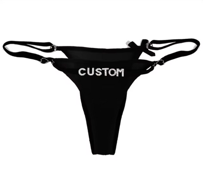 Custom Name Rhinestone Jewelry Sheer Thong