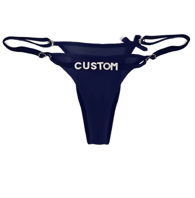 Custom Name Rhinestone Jewelry Sheer Thong