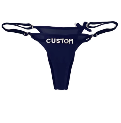 Custom Name Rhinestone Jewelry Sheer Thong