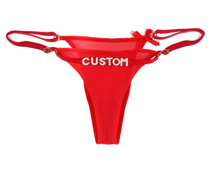 Custom Name Rhinestone Jewelry Sheer Thong