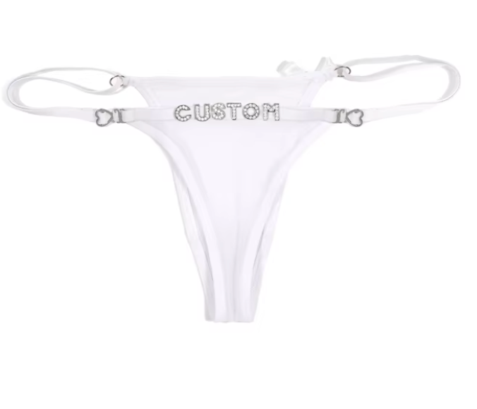 Custom Name Rhinestone Jewelry Sheer Thong