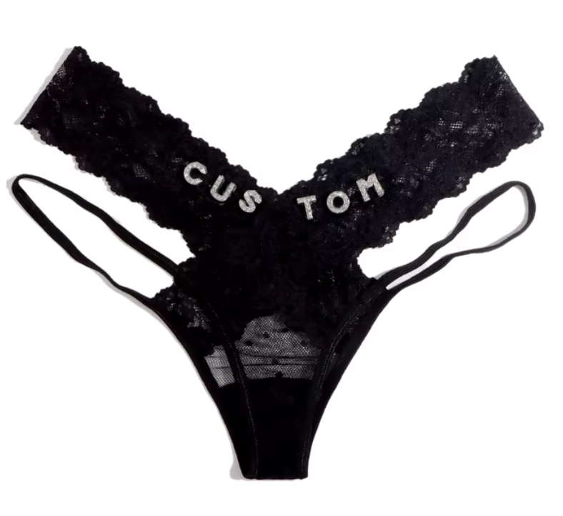 Custom Name Rhinestone Jewelry Cut Out Thong