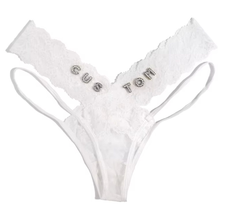 Custom Name Rhinestone Jewelry Cut Out Thong
