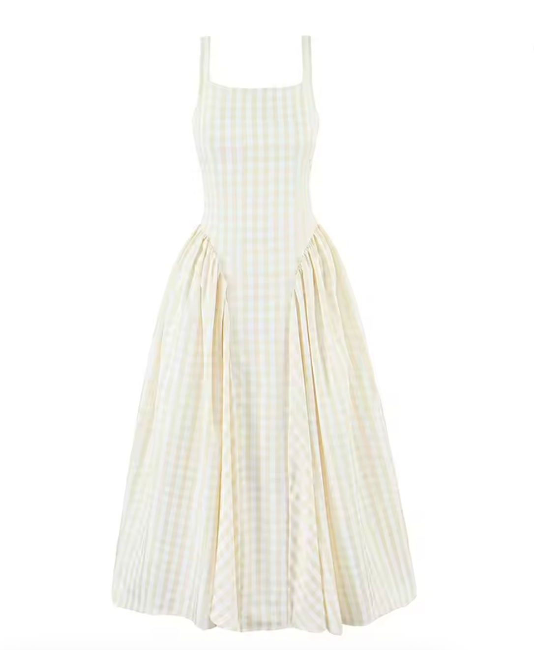 Peony Gingham Drop Waist Pannier Dress in Yellow