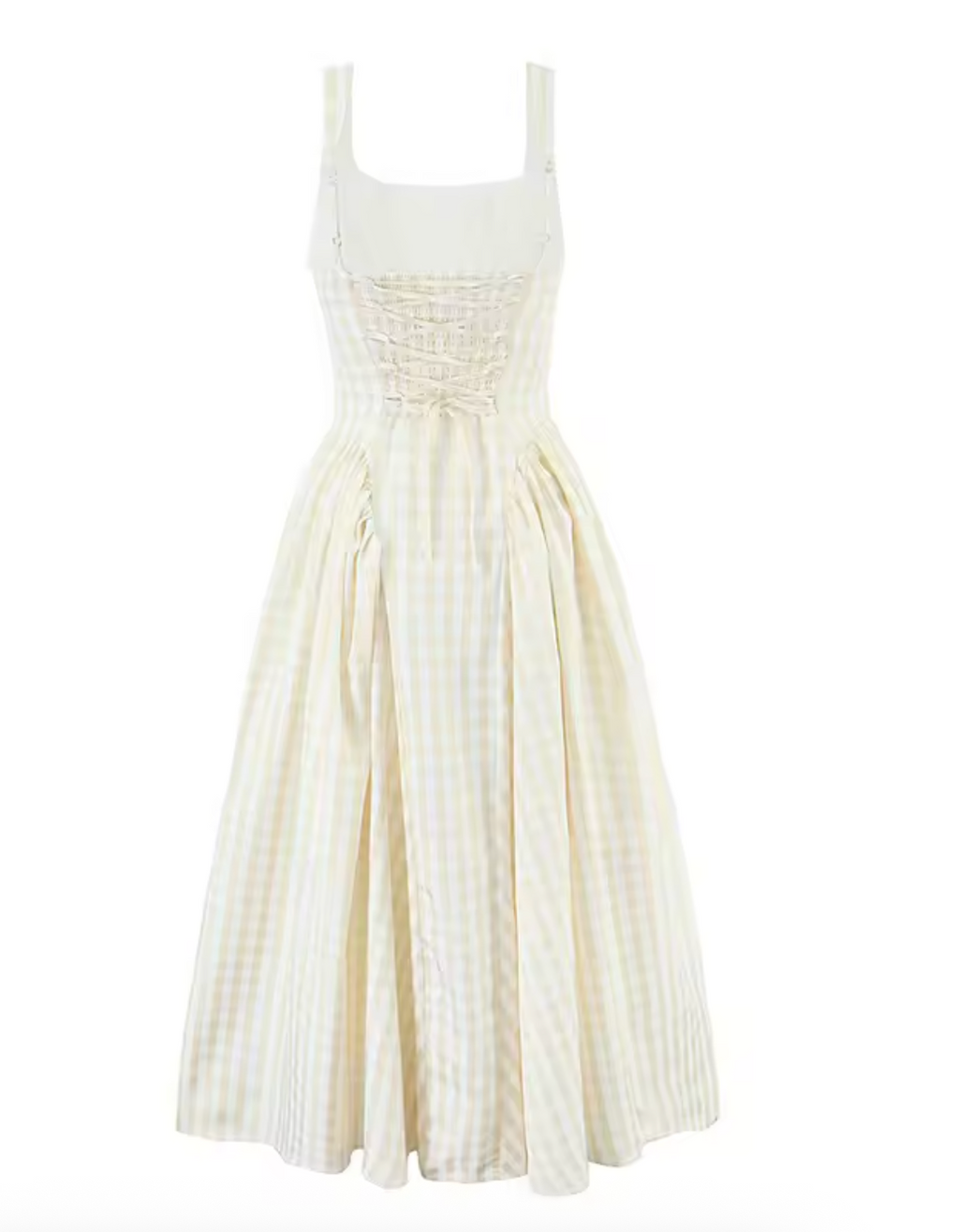 Peony Gingham Drop Waist Pannier Dress in Yellow
