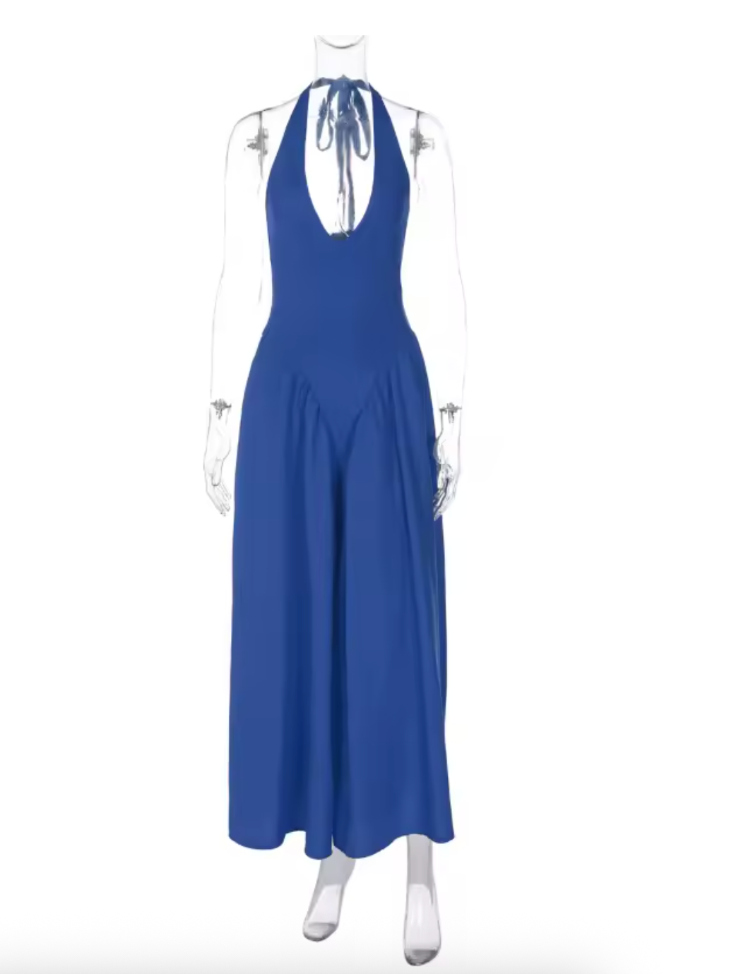 Audrey Halter Neck Drop Waist Pannier Dress in White