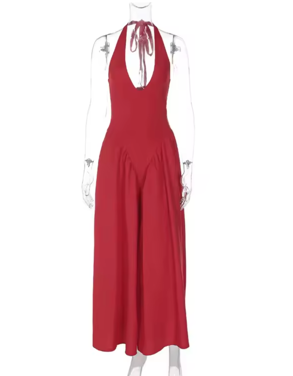 Audrey Halter Neck Drop Waist Pannier Dress in White