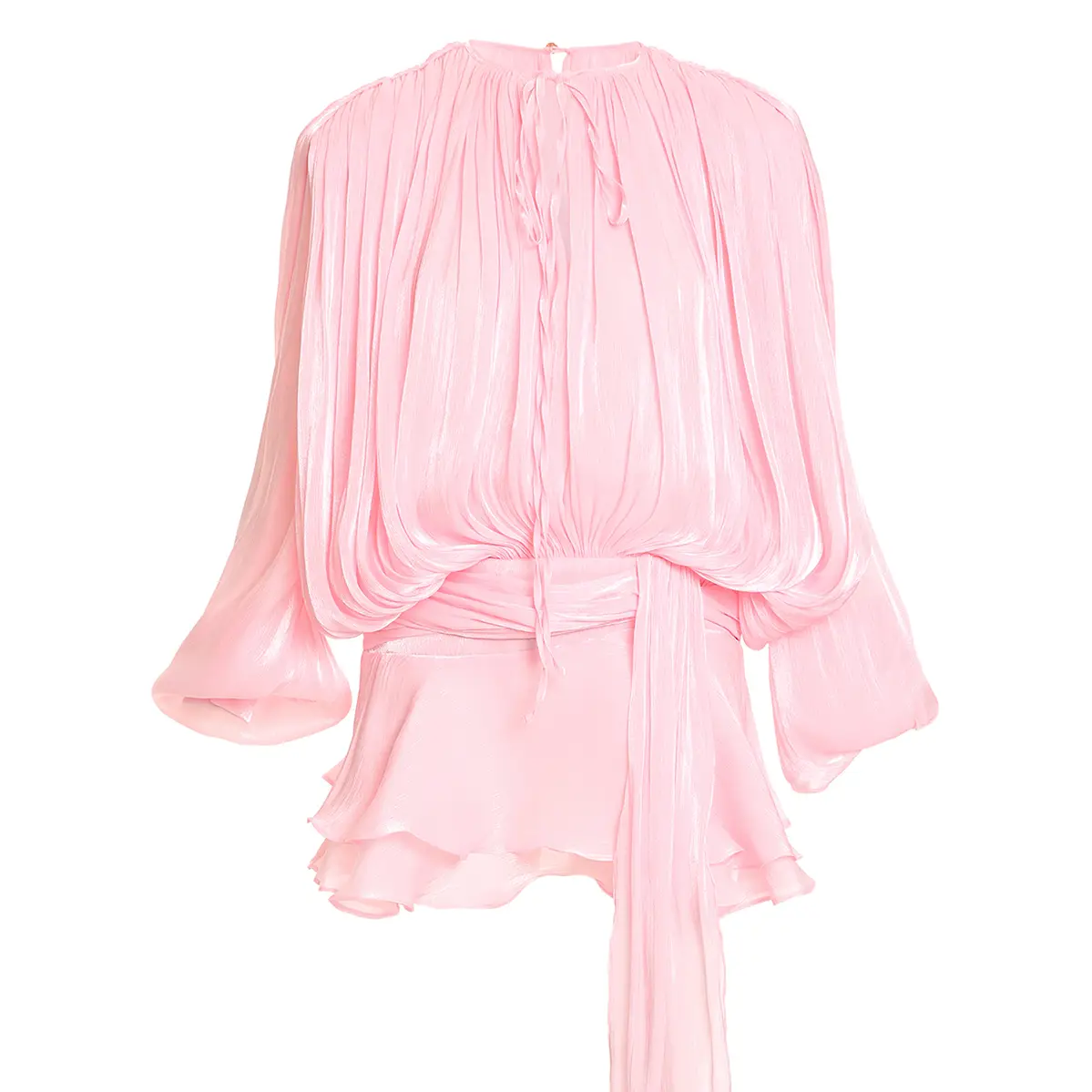Marigold Fully Pleated Ruffled Mini Dress in Light Pink