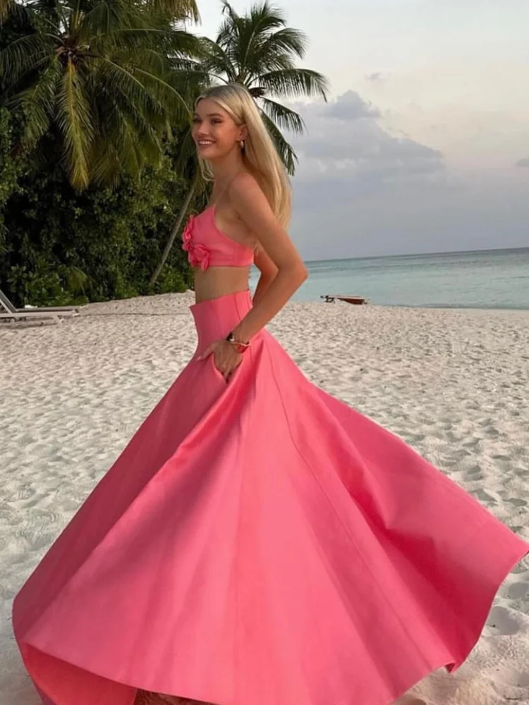 Aiden 3D Applique Crop Top and Maxi Dress Co-Ord Set