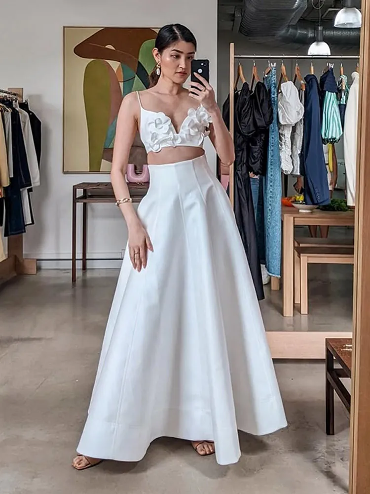 Aiden 3D Applique Crop Top and Maxi Dress Co-Ord Set