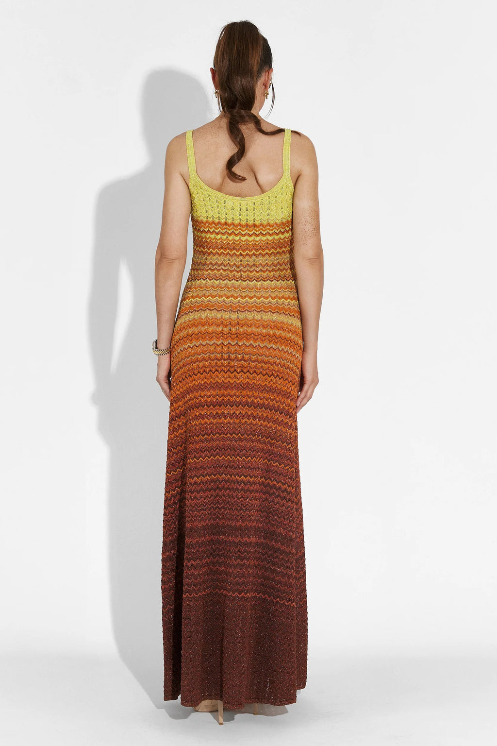 Aurora Crochet Knitted Maxi Dress in Orange