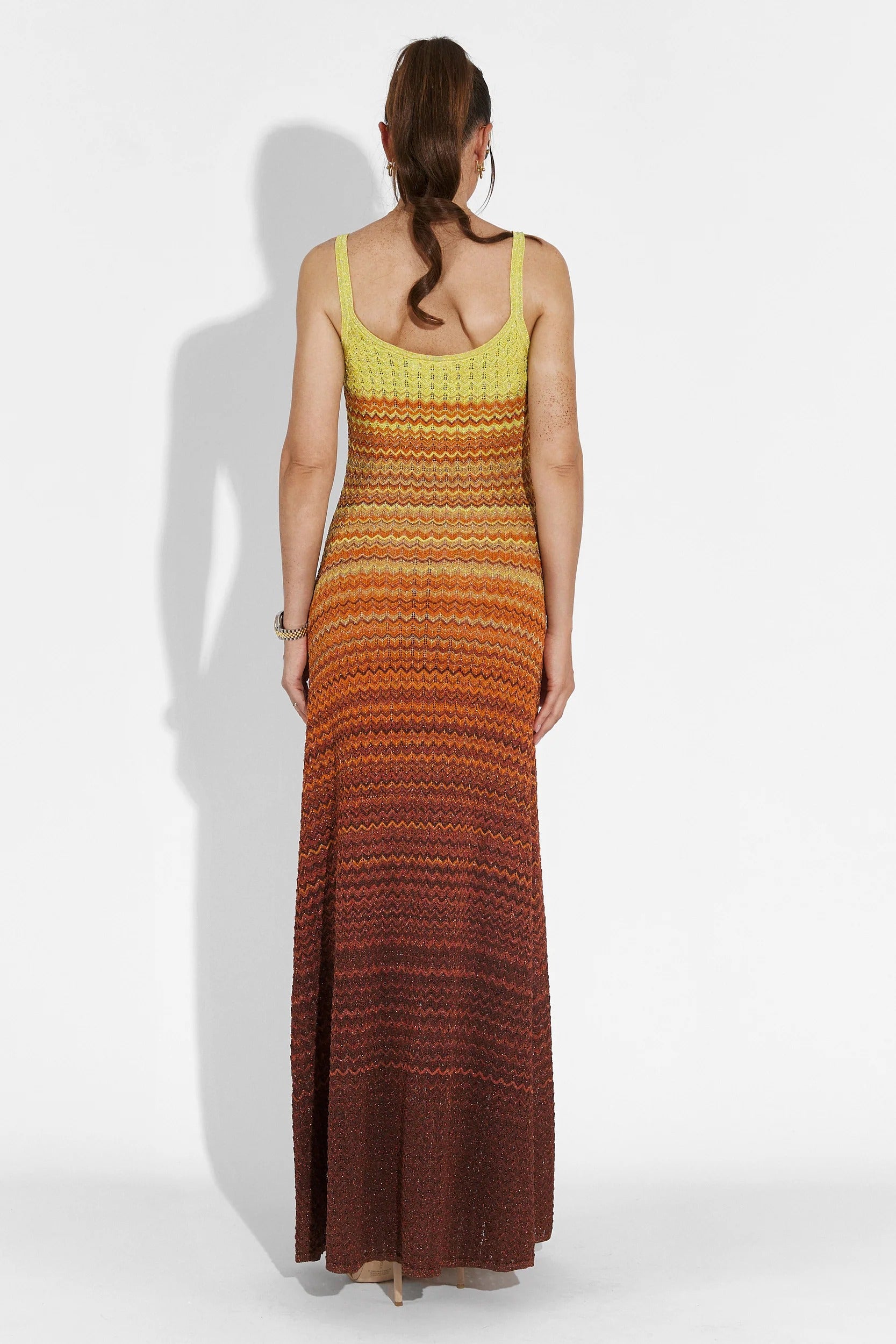 Aurora Crochet Knitted Maxi Dress in Orange