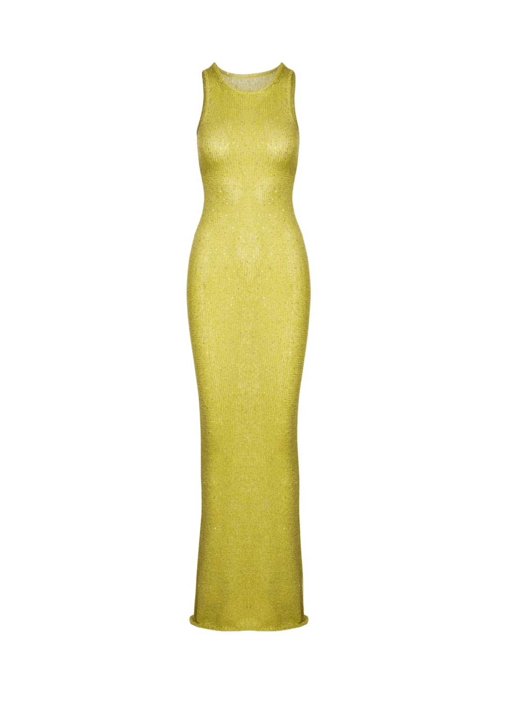 NICE TO MATCH YOU Maxi Dress Erica Sequin Knitted Semi Sheer Maxi Slip Dress in Yellow