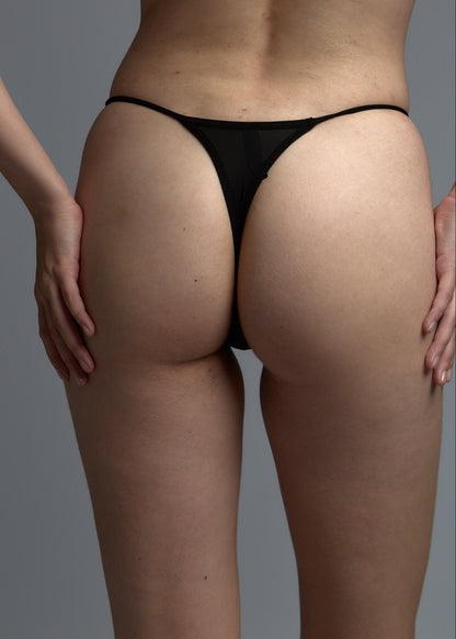 Sexy Black Thong with Lace Trim
