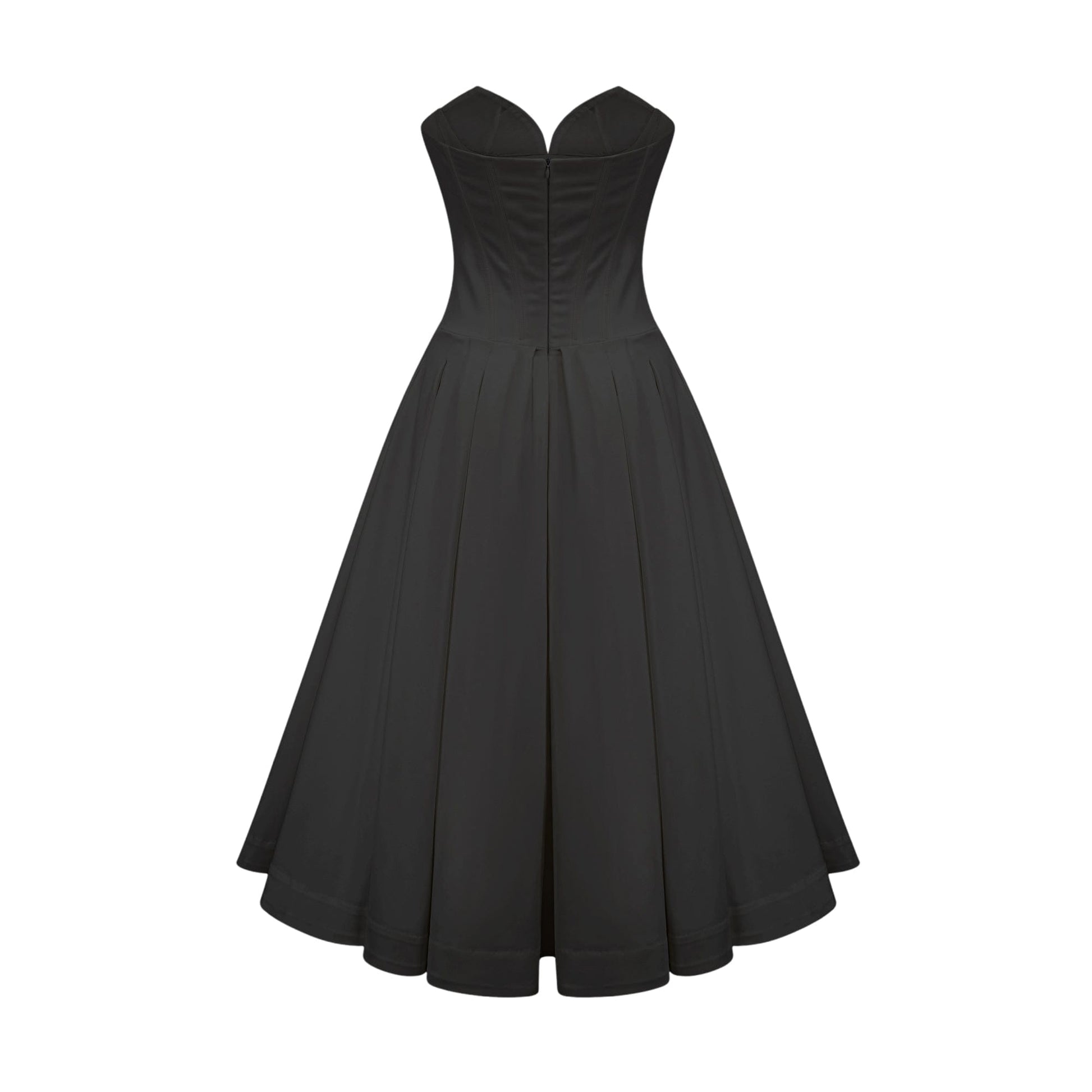 NTMY Crocus Off-Shoulder Corset Top Midi Dress in Black