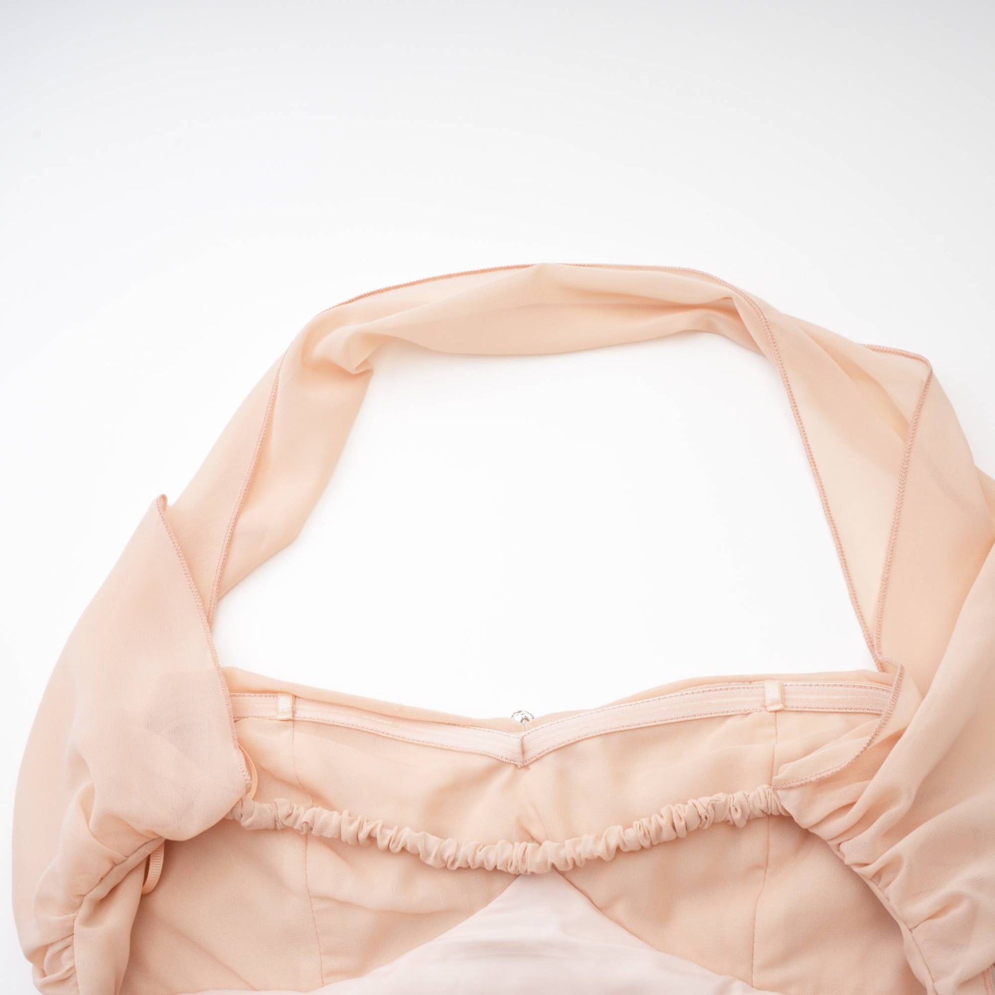 NTMY Iberis Chiffon Ruffle Flowy Maxi Dress with Scarf in Peach