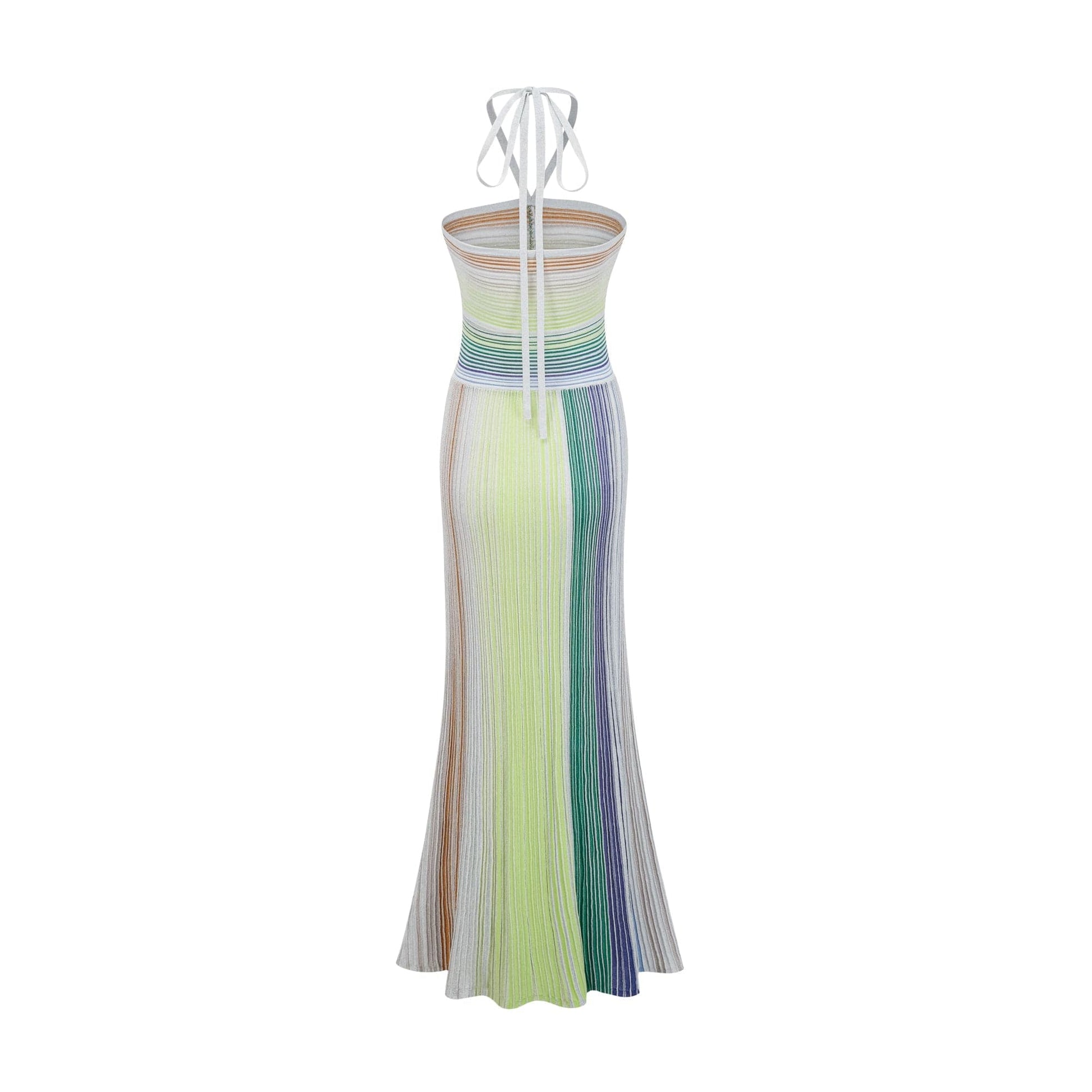 NTMY Kerria Green Metallic Knit Halterneck Maxi Dress