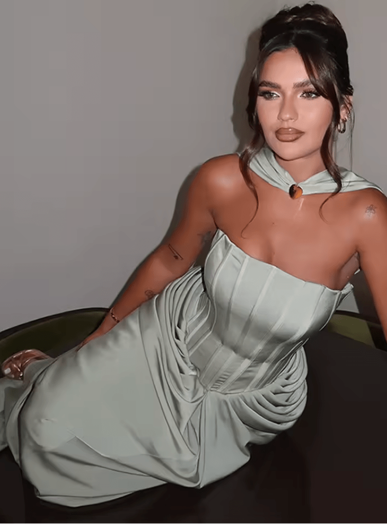 NTMY Maxi Dress Amsonia Strapless Maxi Hour Dress with Scarf in Sage