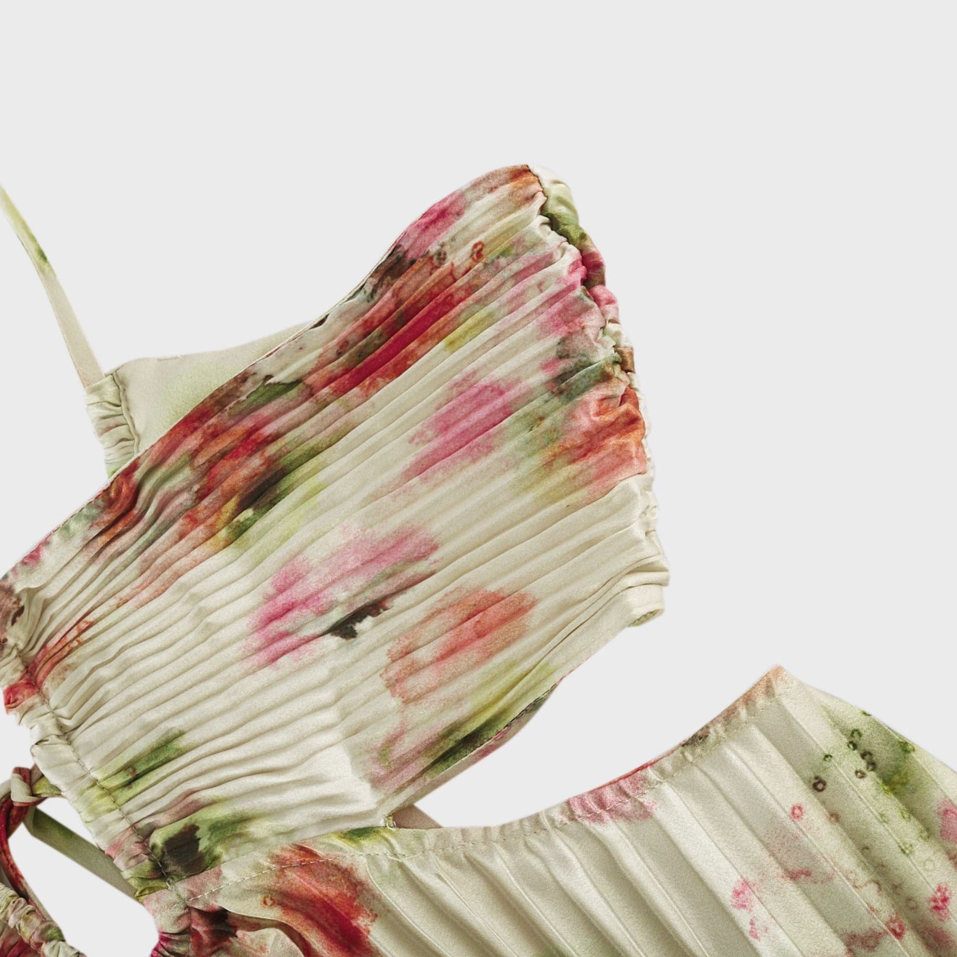NTMY Maxi Dress Bellis Cut-Out Floral-Print Pleated Maxi Dress in Ivory