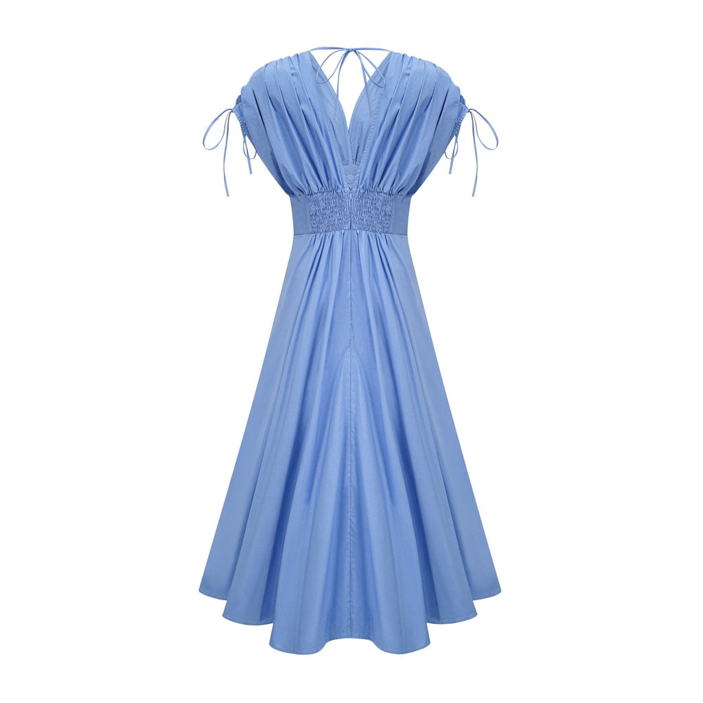 NTMY Maxi Dress Borago Petal-Detail Drawstring Maxi Dress in Blue