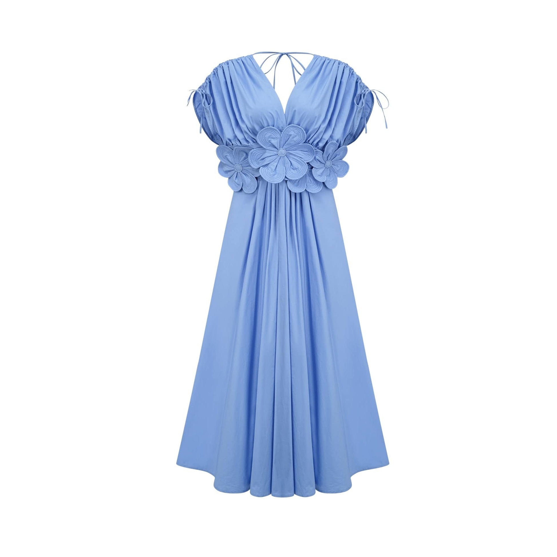 NTMY Maxi Dress Borago Petal-Detail Drawstring Maxi Dress in Blue